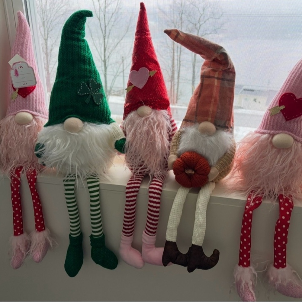 Festive Gnome Plush Set - Green, Red, Pink